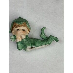 Vintage Lefton 963 St. Patrick's Day Green Leprechaun Ceramic Figurine
